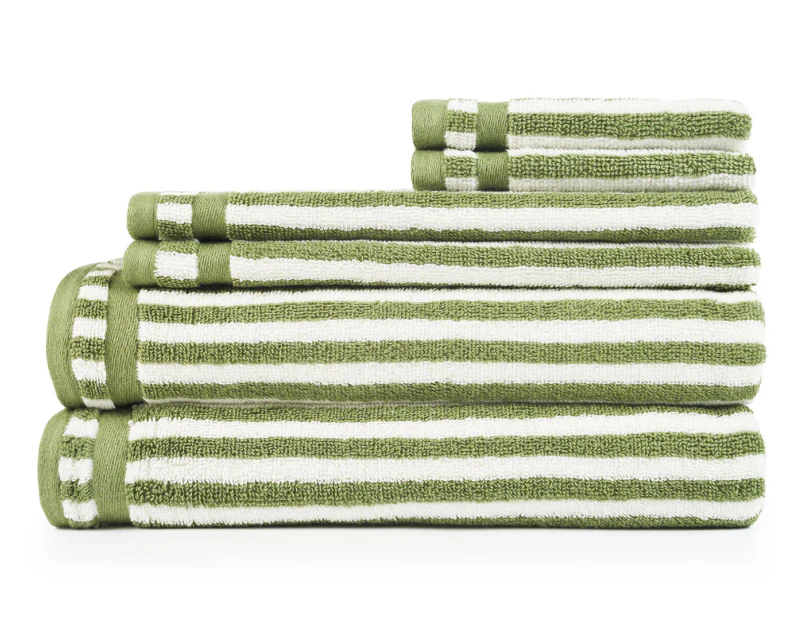 Sheraton Luxury Maison Riley Stripe 6-Piece Towel Set - Sage