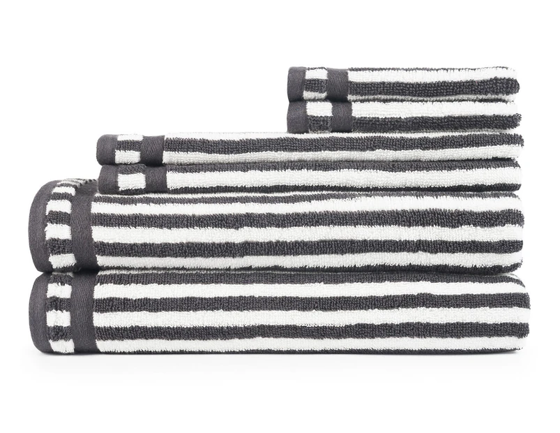 Sheraton Luxury Maison Riley Stripe 6-Piece Towel Set - Iron