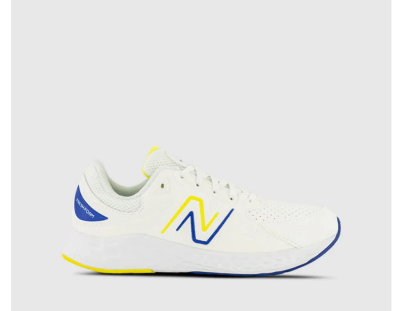 New Balance Kids' Fresh Foam 76T V1 Running Shoes - White/Blue/Yellow