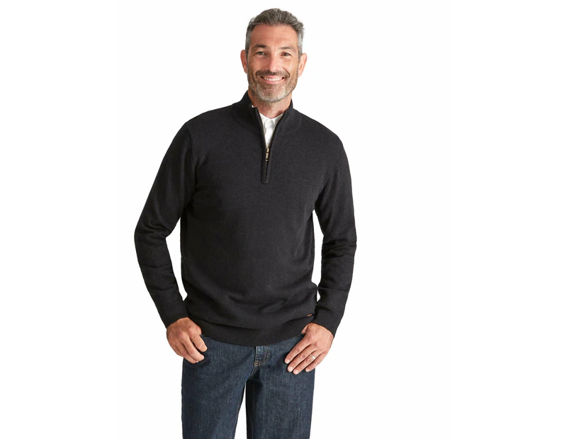 RIVERS -  Cotton Zip Neck Jumper