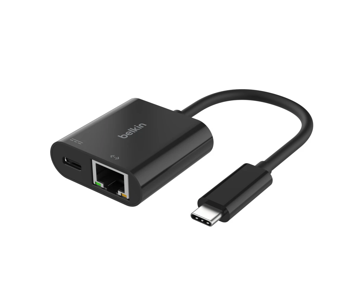 Belkin Connect USB-C to Gigabit Ethernet & 100W Charging Adapter Portable