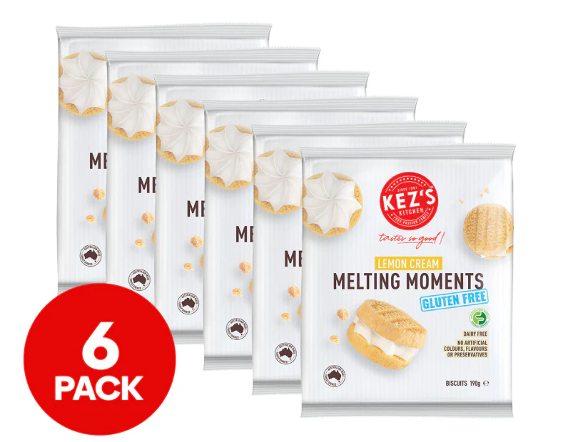 6 x Kez's Kitchen Gluten Free Melting Moments Lemon Cream 190g