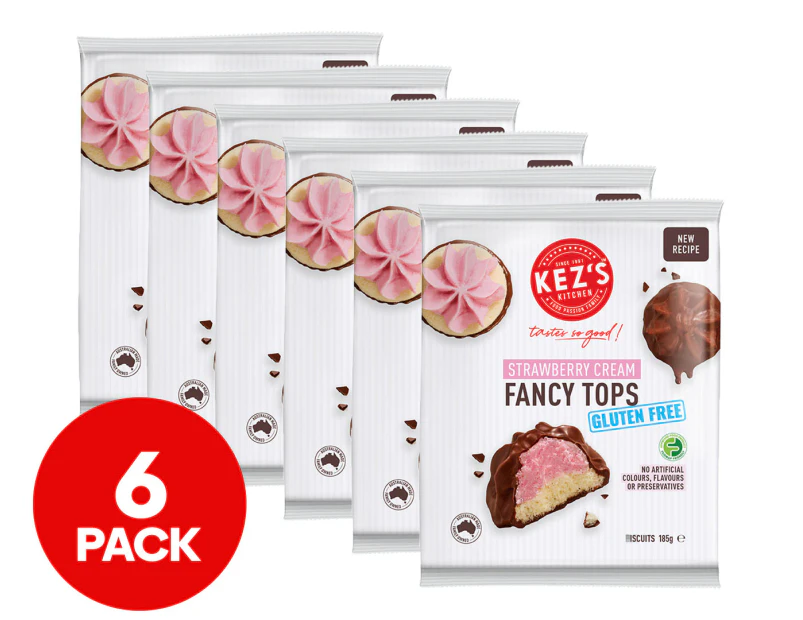 6 x Kez's Kitchen Gluten Free Fancy Tops Strawberry Cream 185g