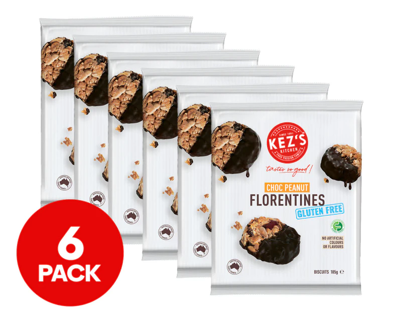 6 x Kez's Kitchen Gluten Free Florentines Choc Peanut 185g