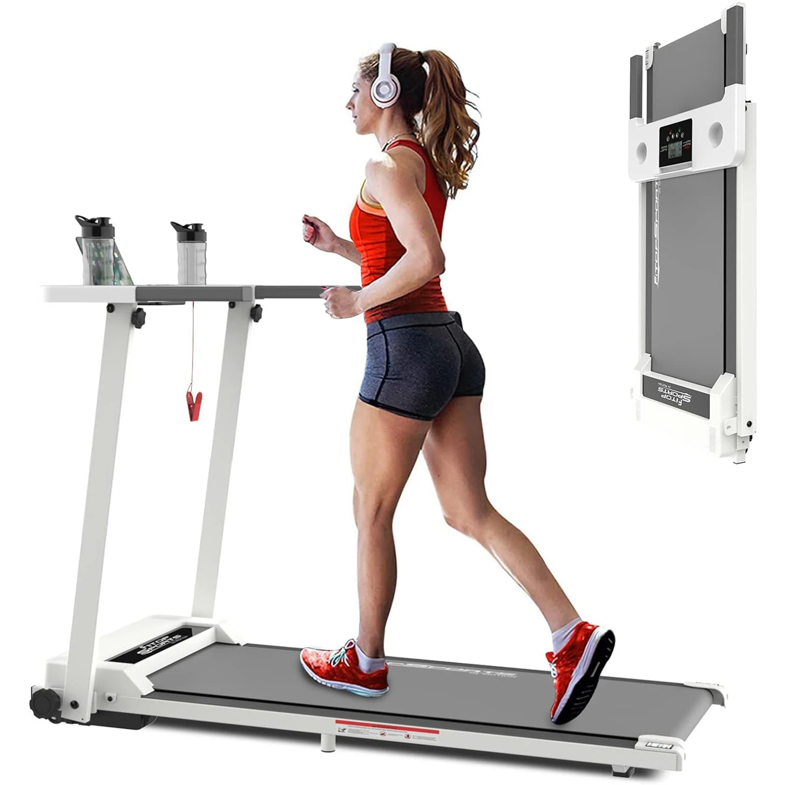 Advwin Electric Folding Treadmill Walking Pad Home Office Gym Exercise Fitness White