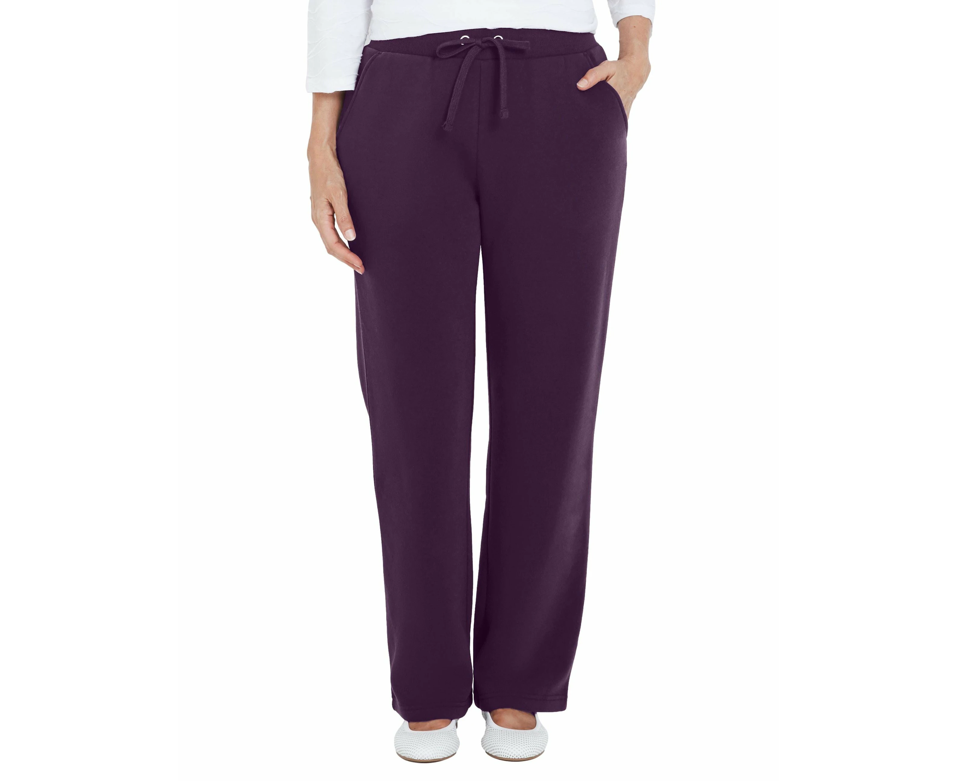 Millers - Womens - Pants / Trousers - Winter - Red - Dark Berry - Wide Leg - Mid Rise - Full Length - Fleece - Office Wear - Casual Work Clothes