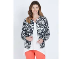 W LANE -  Printed Linen Jacket - Navy Multi