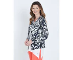 W LANE -  Printed Linen Jacket - Navy Multi