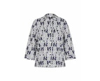 W LANE -  Printed Linen Jacket - Navy Multi