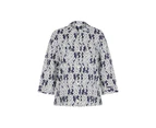 W LANE -  Printed Linen Jacket - Navy Multi