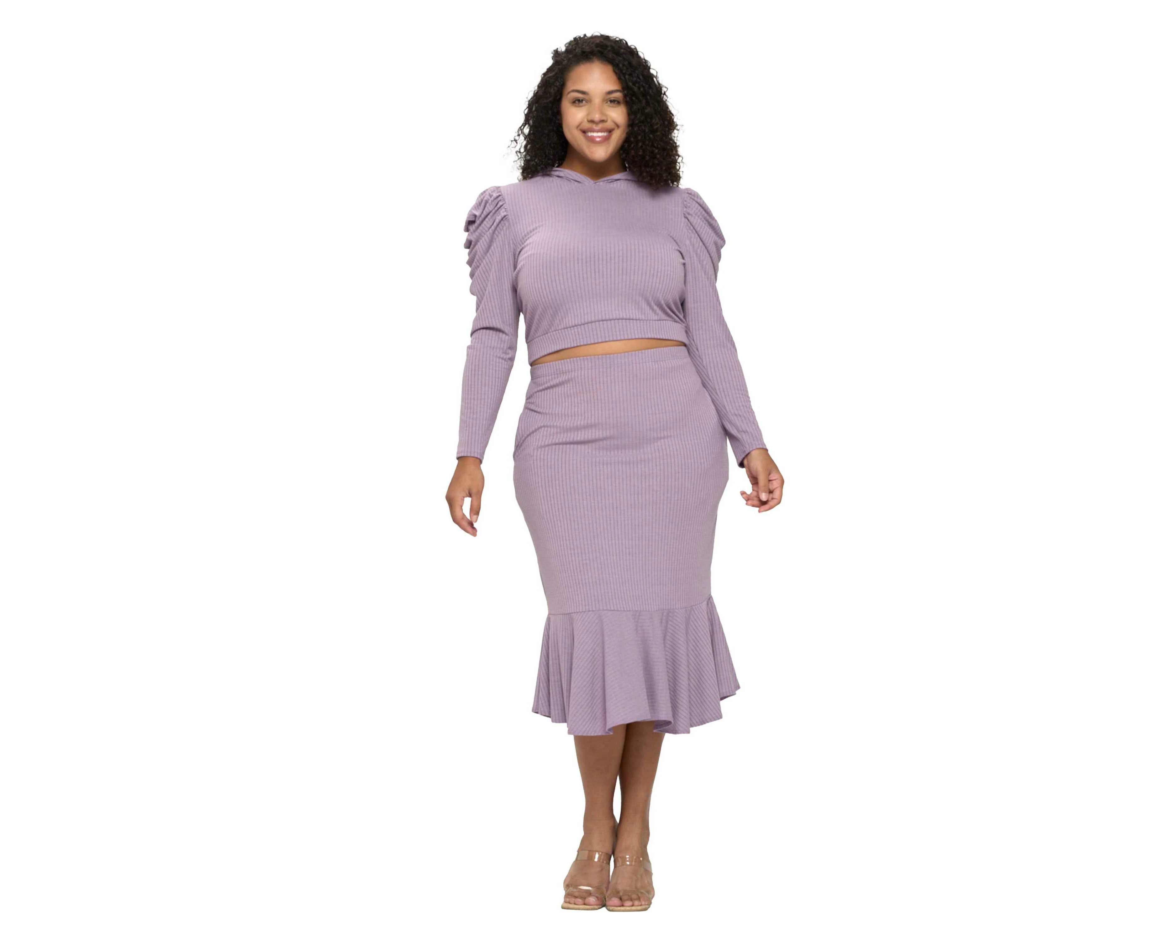 L I V D Women's Plus Size Carmen Top and Skirt Set