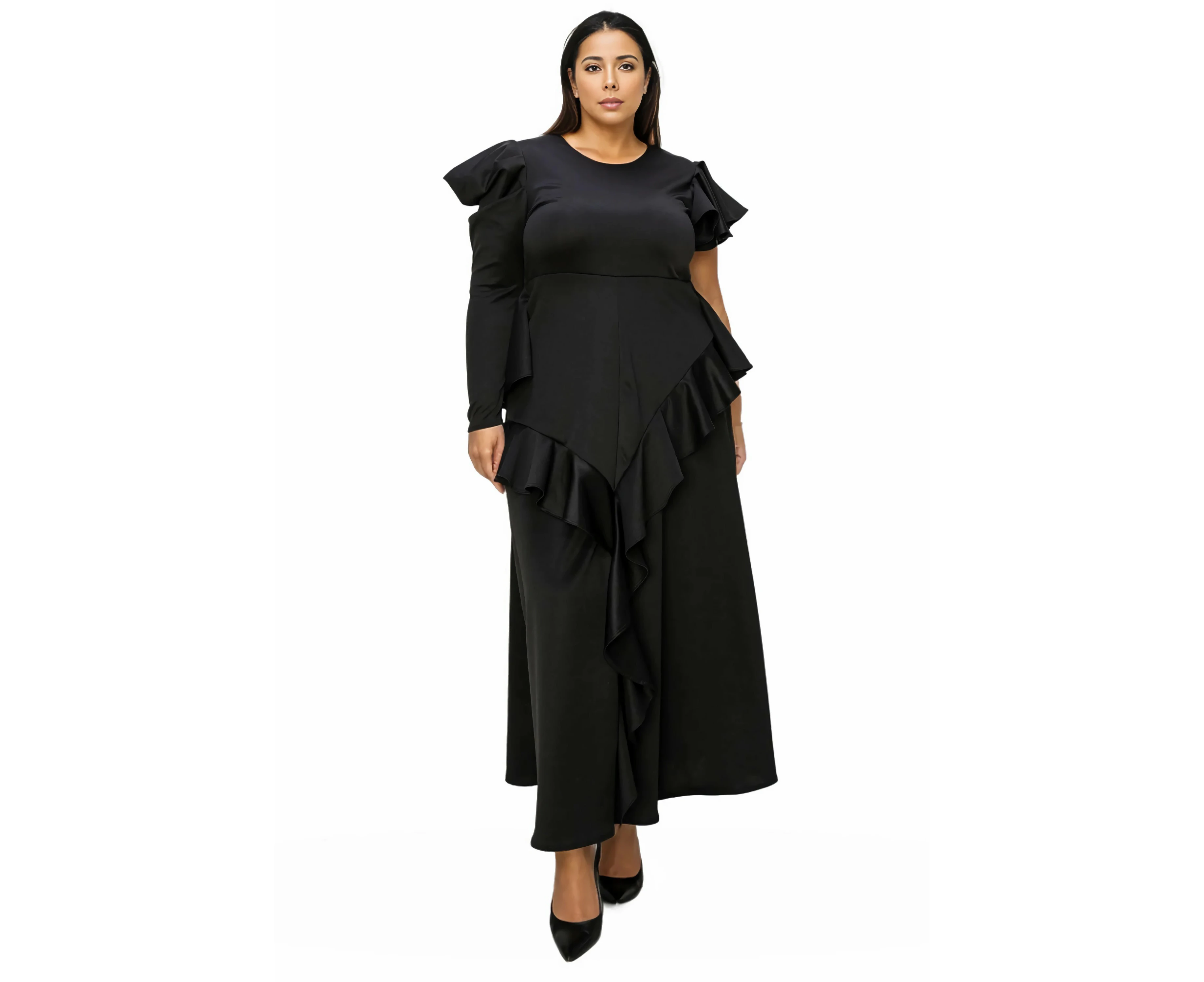 L I V D Women's Plus Size Vivienne Ruffled Maxi Dress