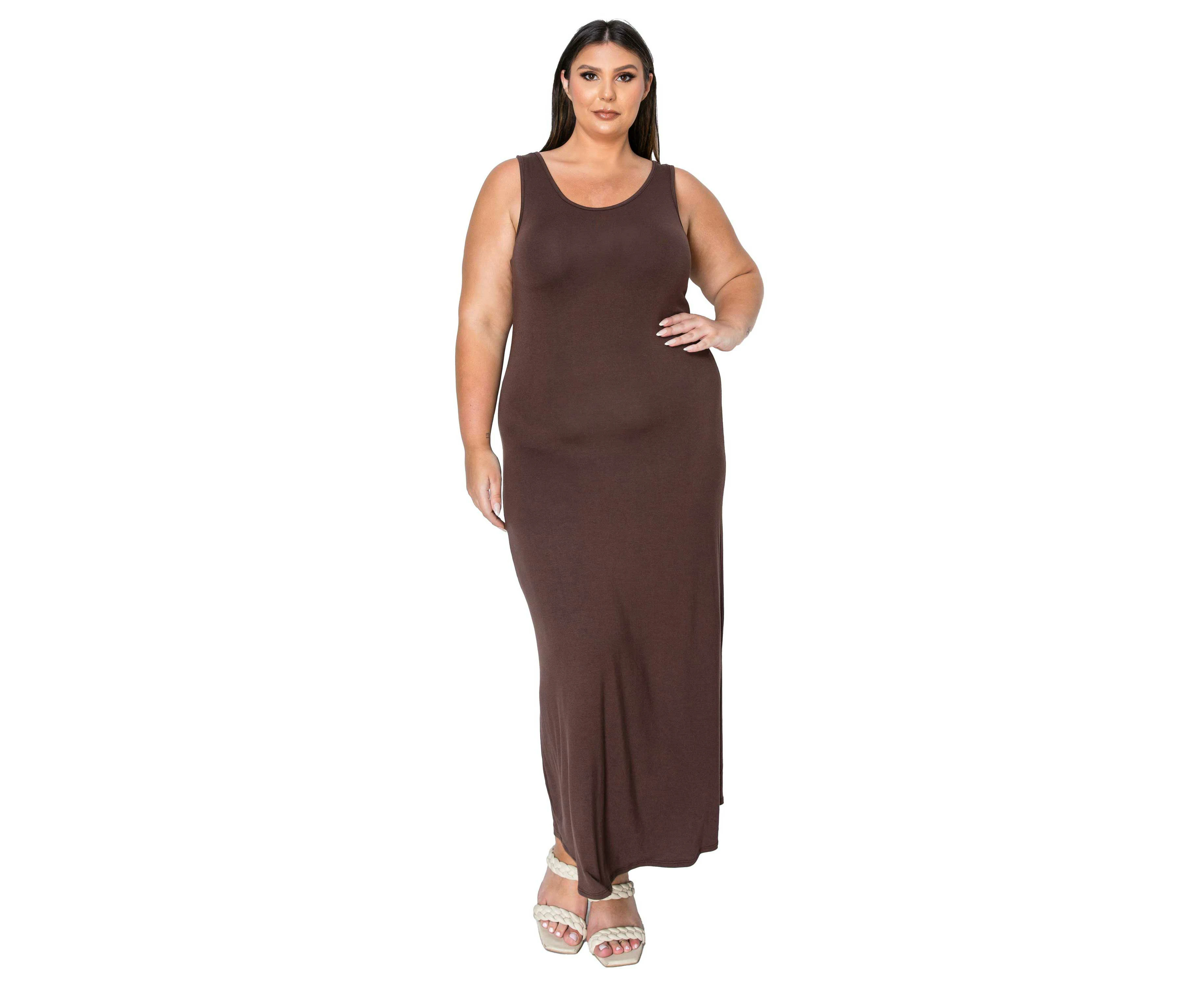 L I V D Women's Plus Size Everyday Essential Tank Maxi Dress