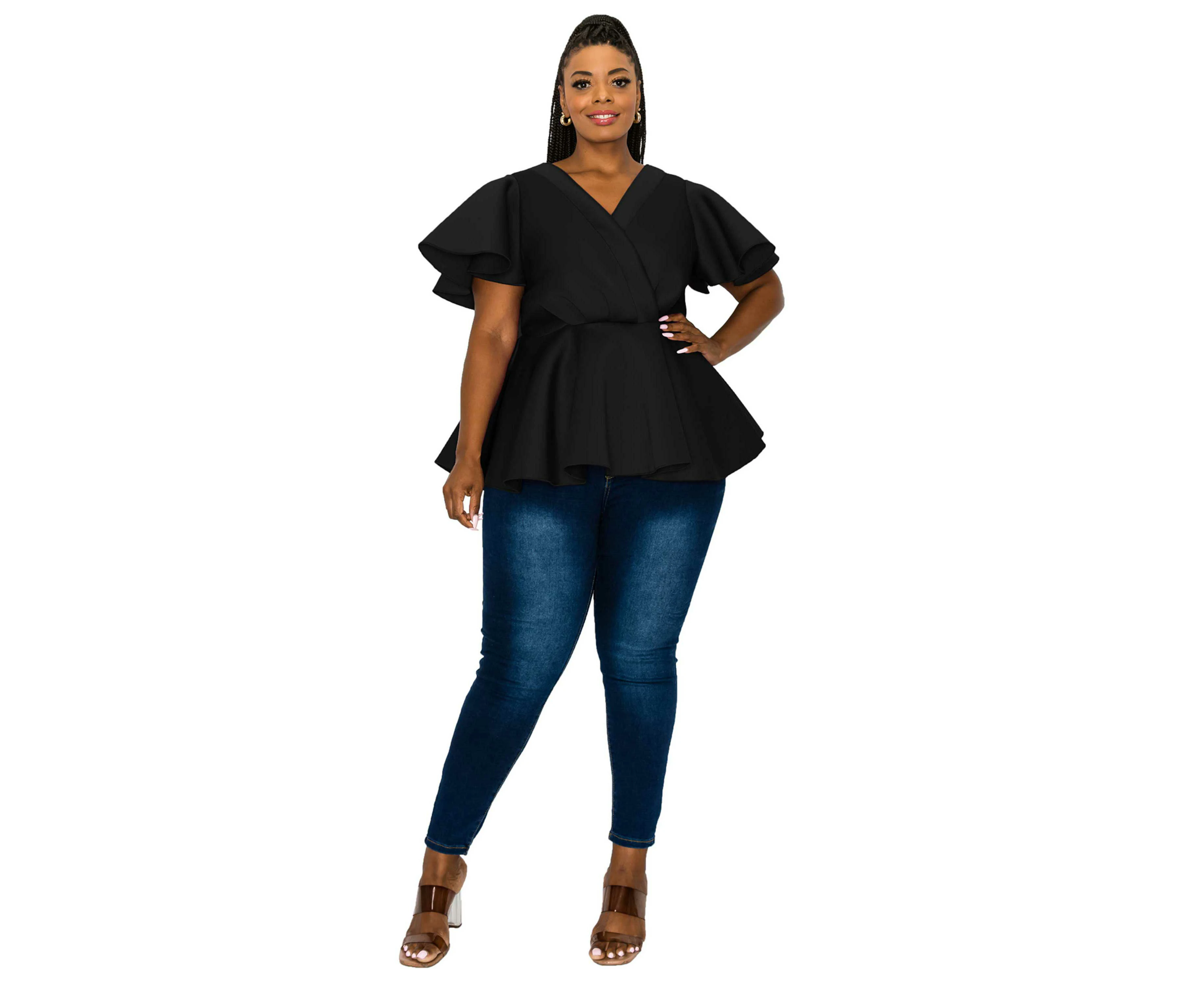 L I V D Women's Plus Size Siobhan Neoprene Peplum Top