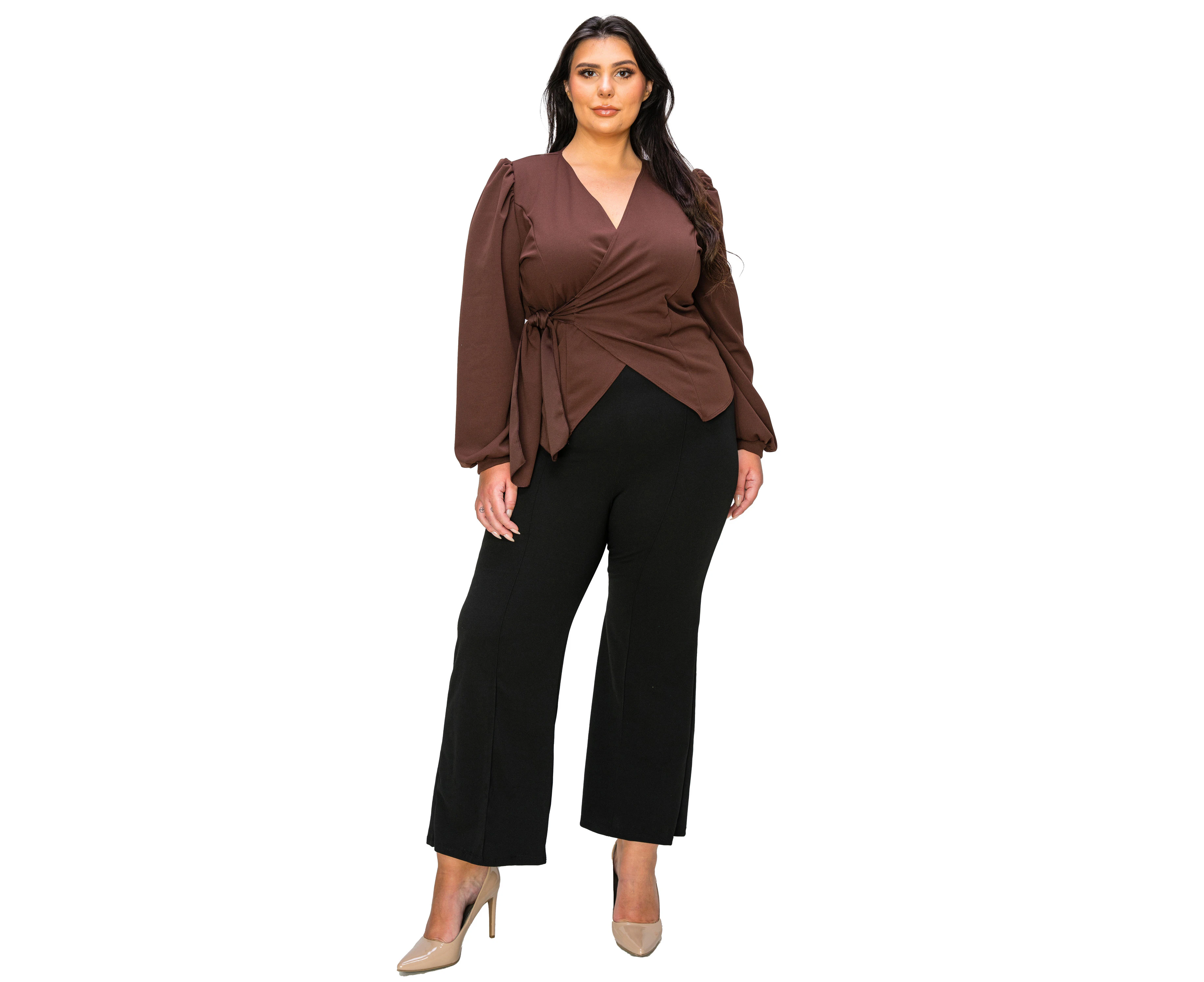 L I V D Women's Plus Size Yelena Crepe Wrap Top