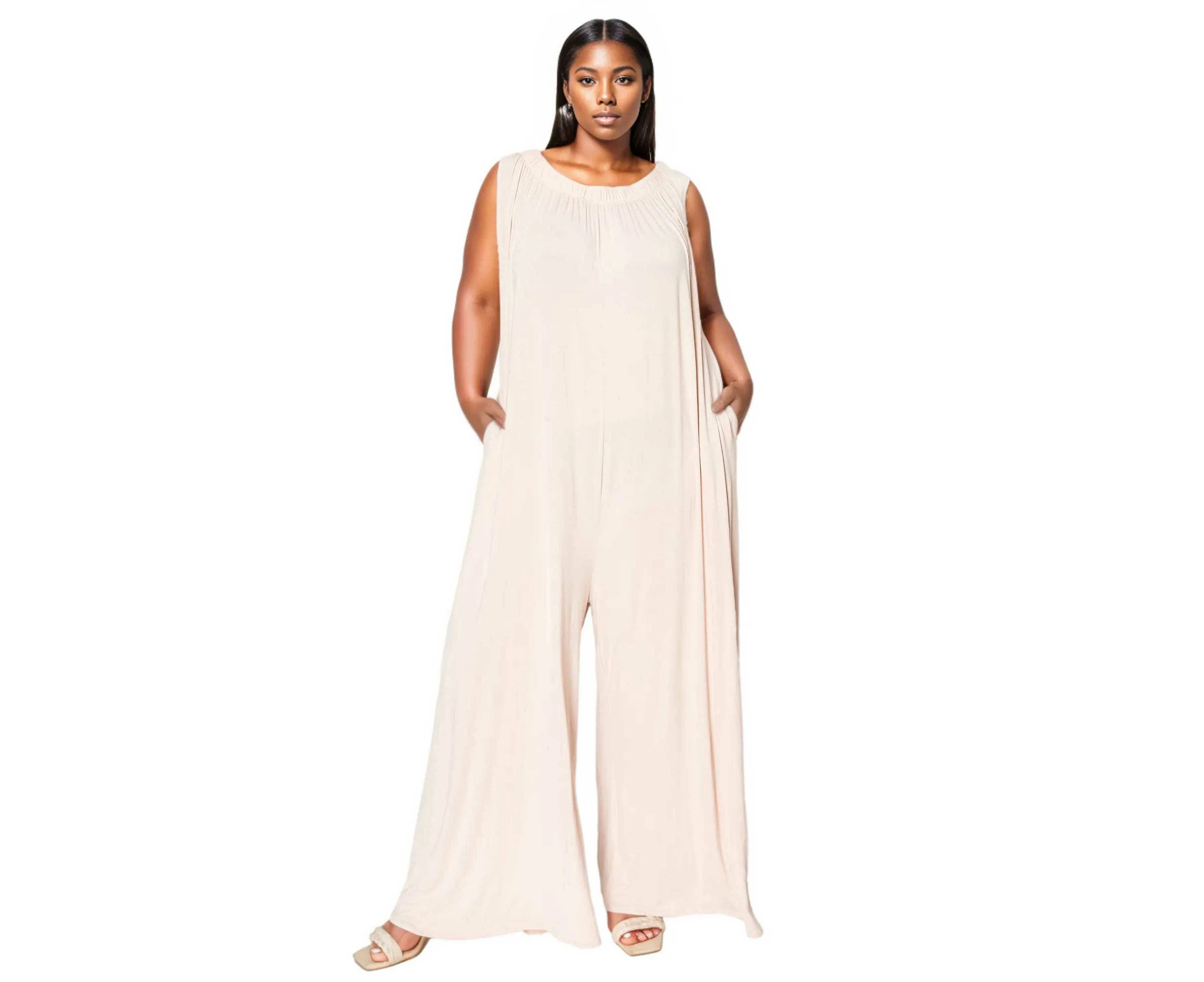 L I V D Women's Plus Size Olson Wide Leg Pocket Jumpsuit