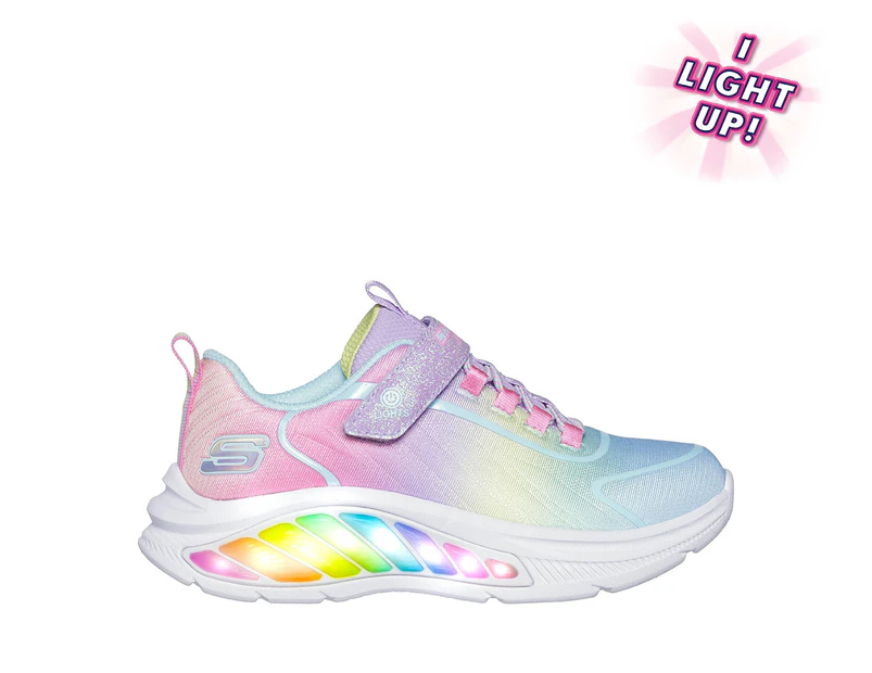 Skechers Girls' S-Lights Rainbow Cruisers Sneakers - Lavender/Multi