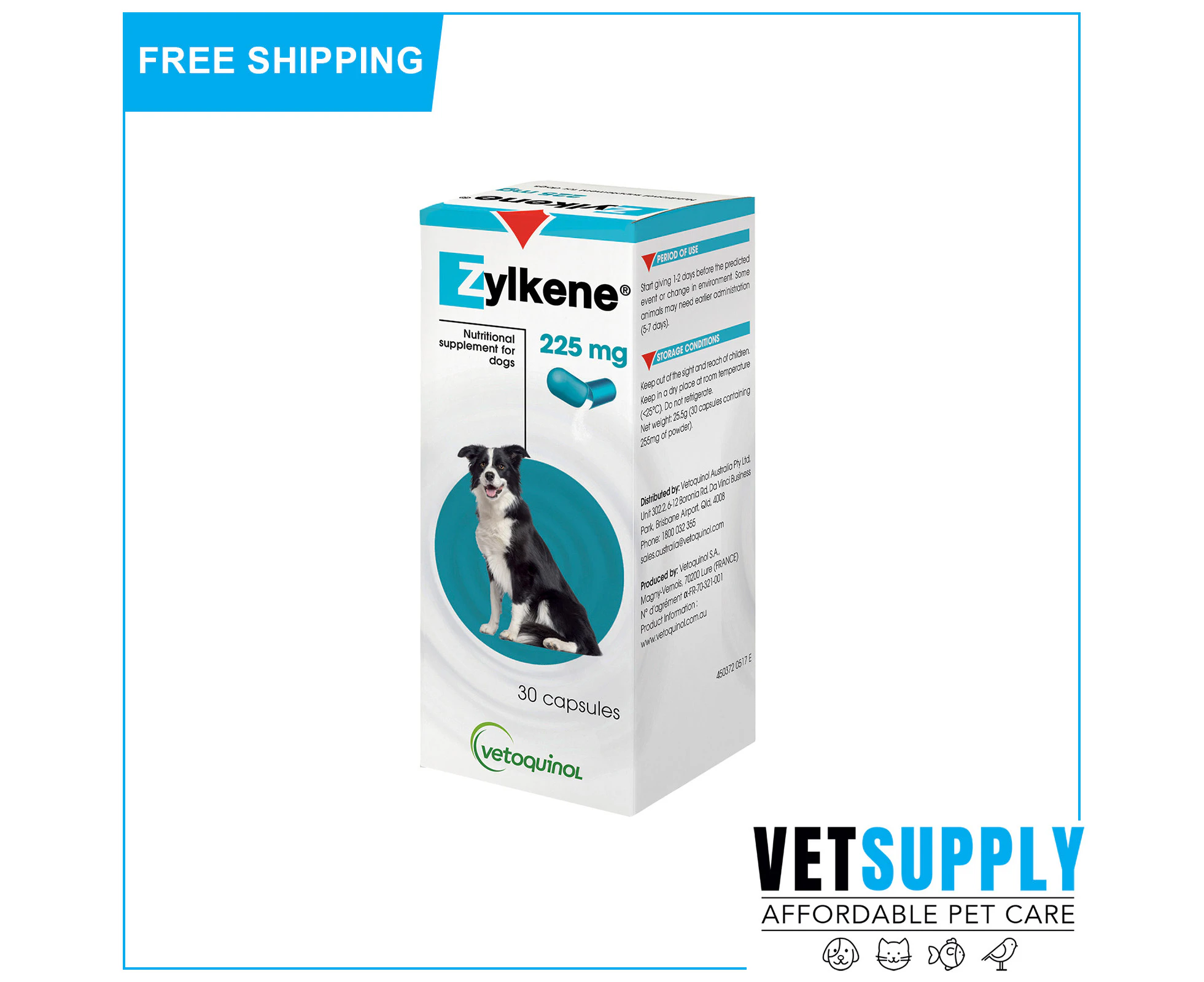 Zylkene Nutritional Supplement For Dogs 225 MG 30 Tablets