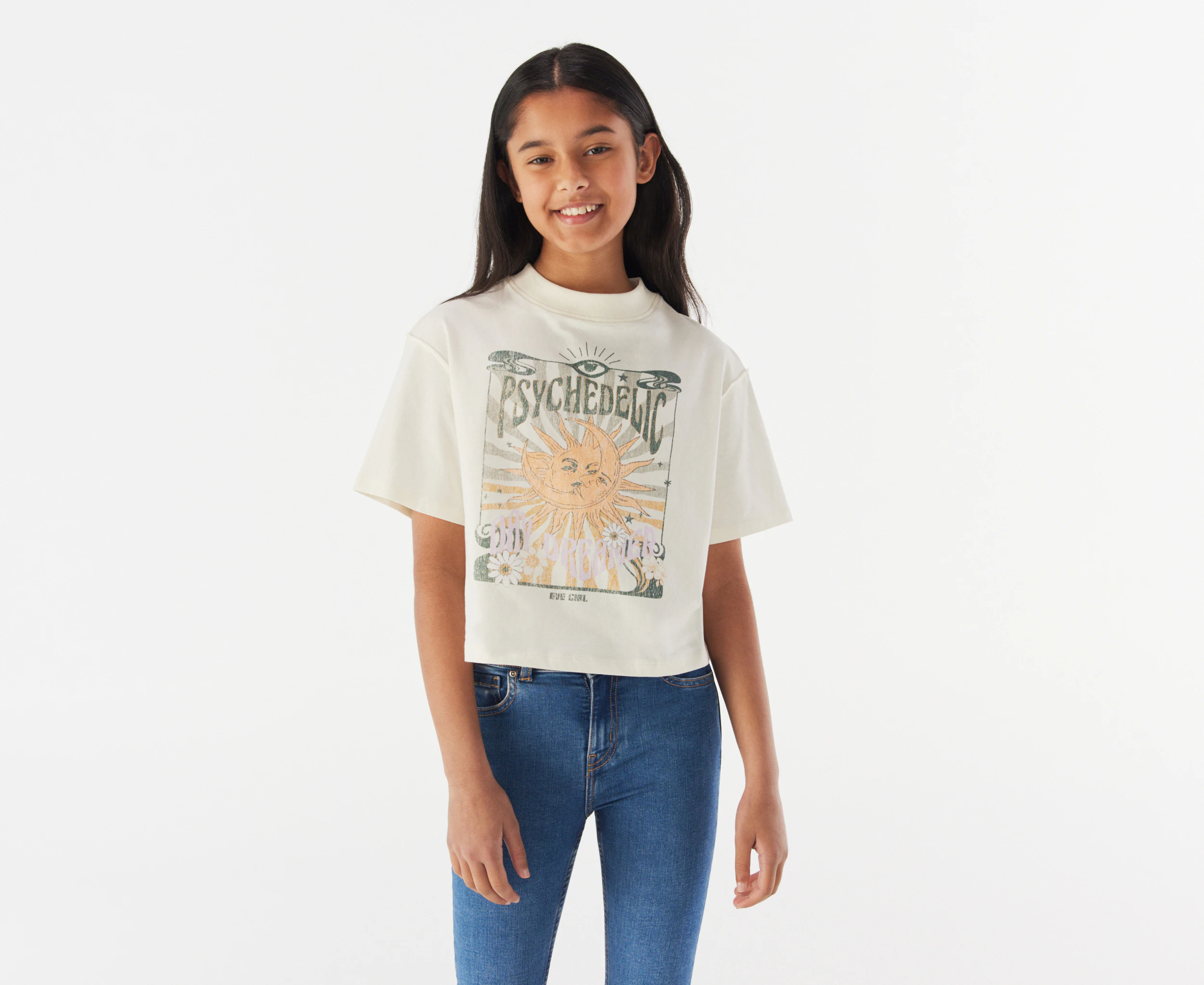 Eve Girl Youth Dreamer Short Sleeve Tee / T-Shirt / Tshirt - Vintage White