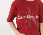 Calvin Klein Boys' Monogram Logo Short Sleeve Tee / T-Shirt / Tshirt - Red Dahlia