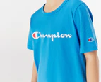 Champion Youth Script Short Sleeve Tee / T-Shirt / Tshirt - Blue Jay