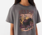 Eve Girl Youth Wild Heart Tee / T-Shirt / Tshirt - Charcoal