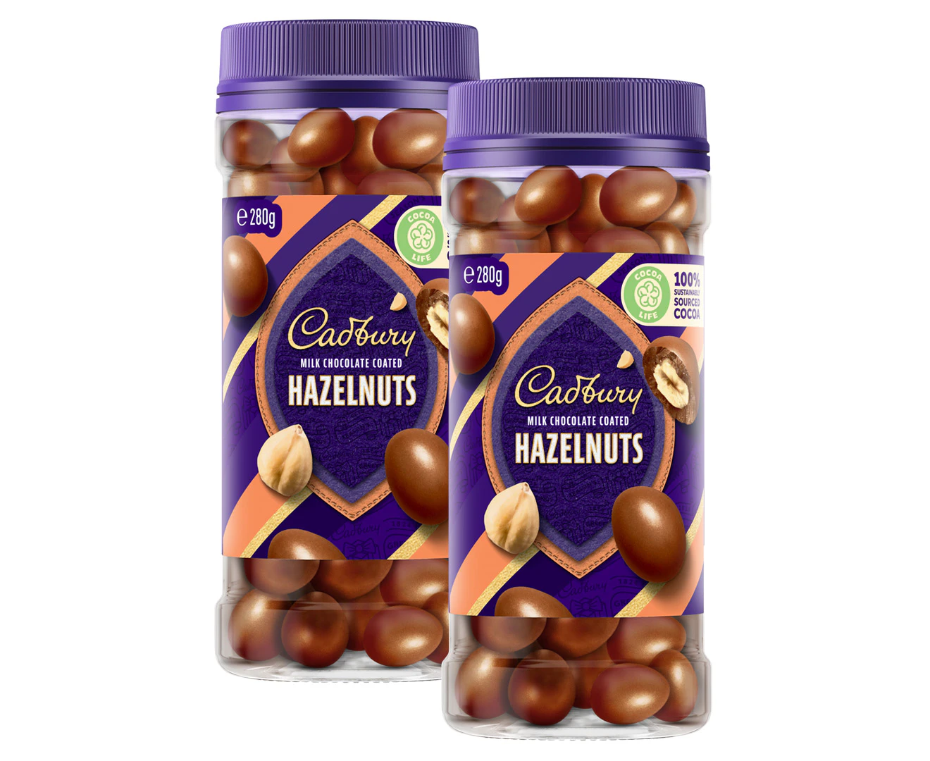 2 x Cadbury Milk Chocolate Coated Hazelnuts 280g