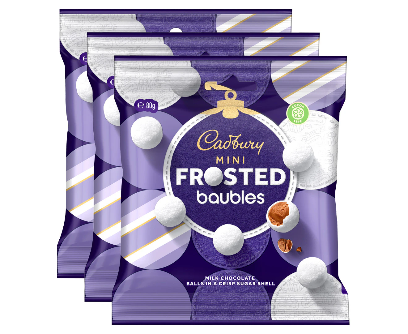 3 x 80g Cadbury Mini Frosted Baubles