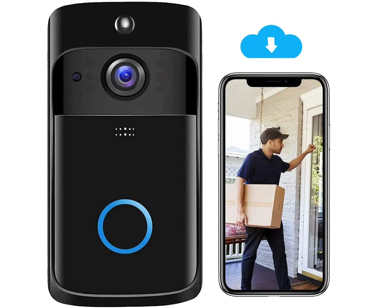 Video Doorbell Camera Wireless WiFi IP 5 Waterproof HD WiFi Security Camera Real-Time Video for iOS & Android Phone Night Light