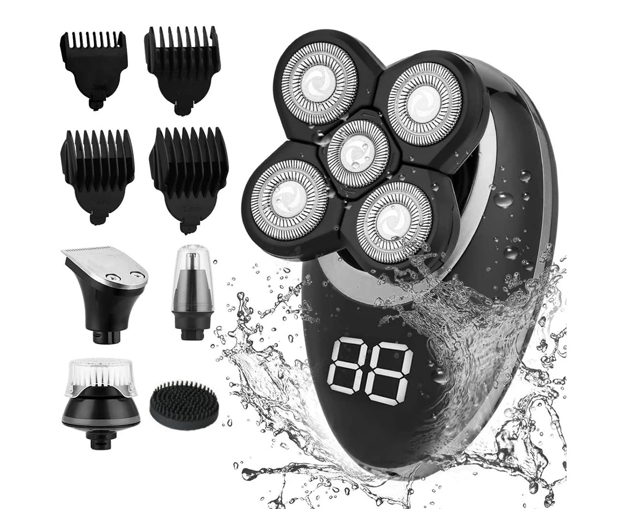 Shaver|Rq6900 Black Standard Five-Blade Electric Shaver + Nose Hair Cleaning Brush Hair Clip