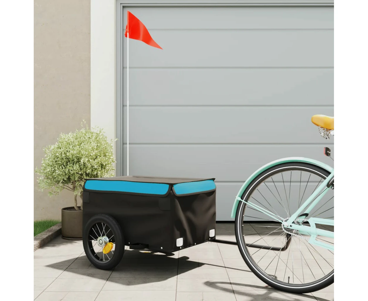 vidaXL Bike Trailer Black and Blue 30 kg Iron