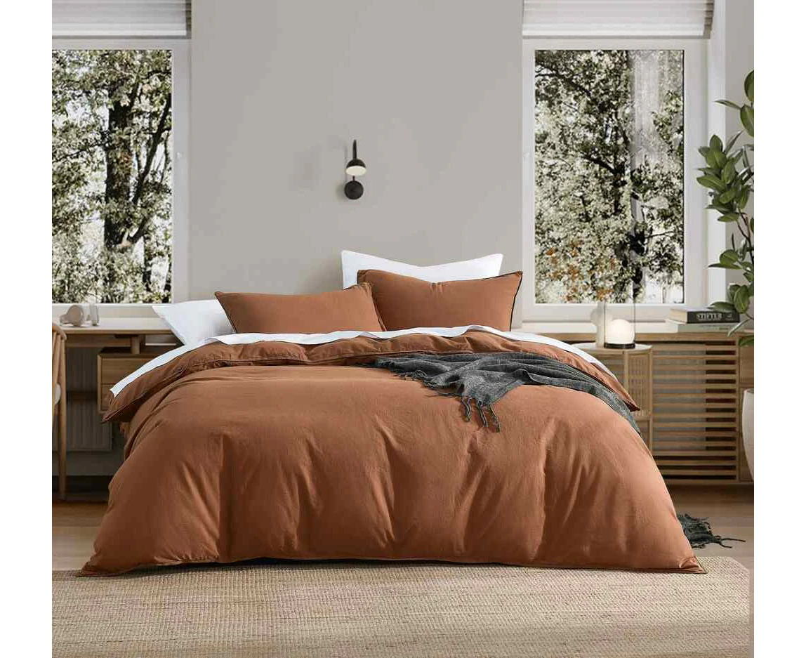 Harper Home Vintage Washed Quilt Cover Set | Copper