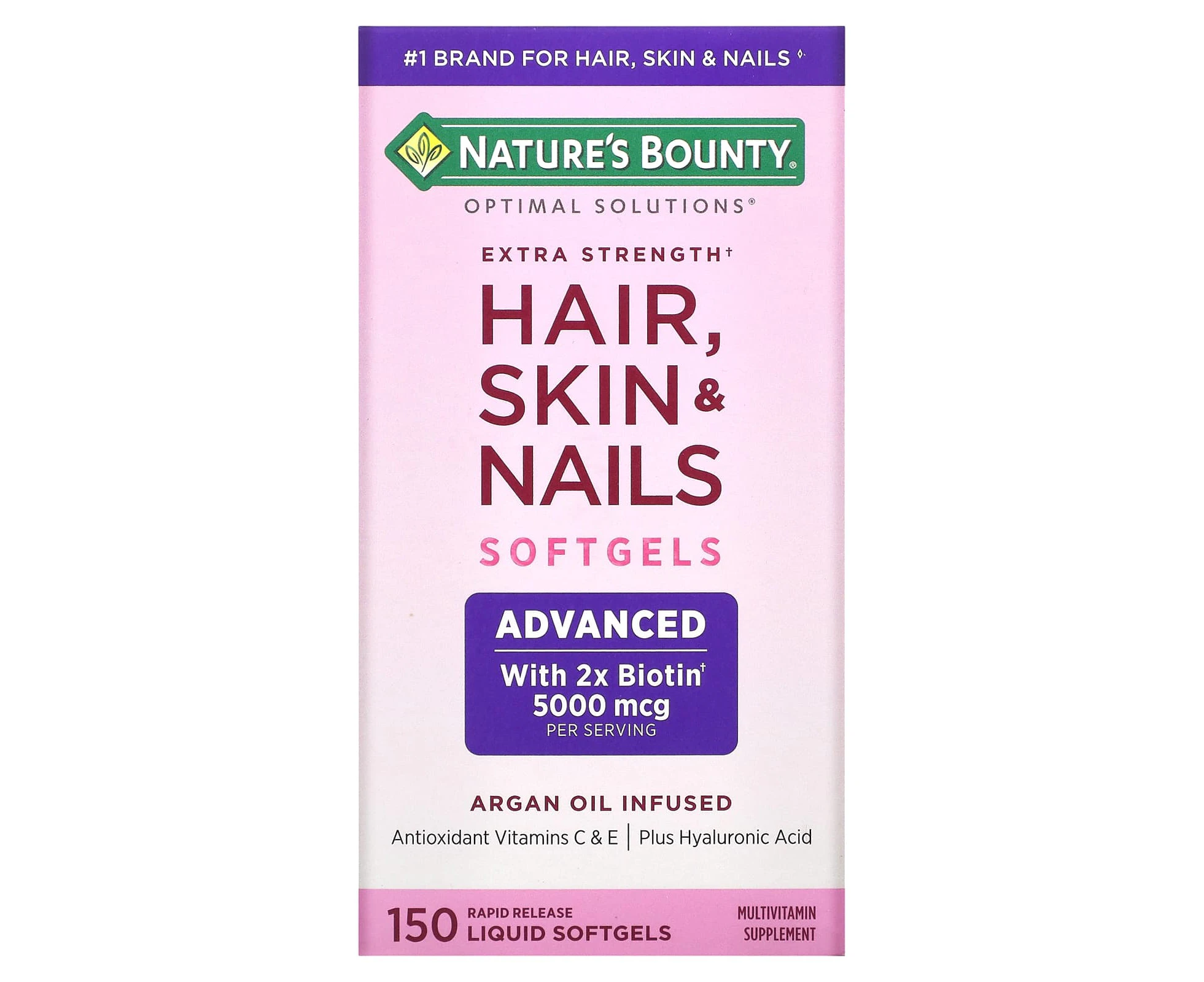 Nature's Bounty, Optimal Solutions, Extra Strength Hair, Skin & Nails, 150 Rapid Release Liquid Softgels