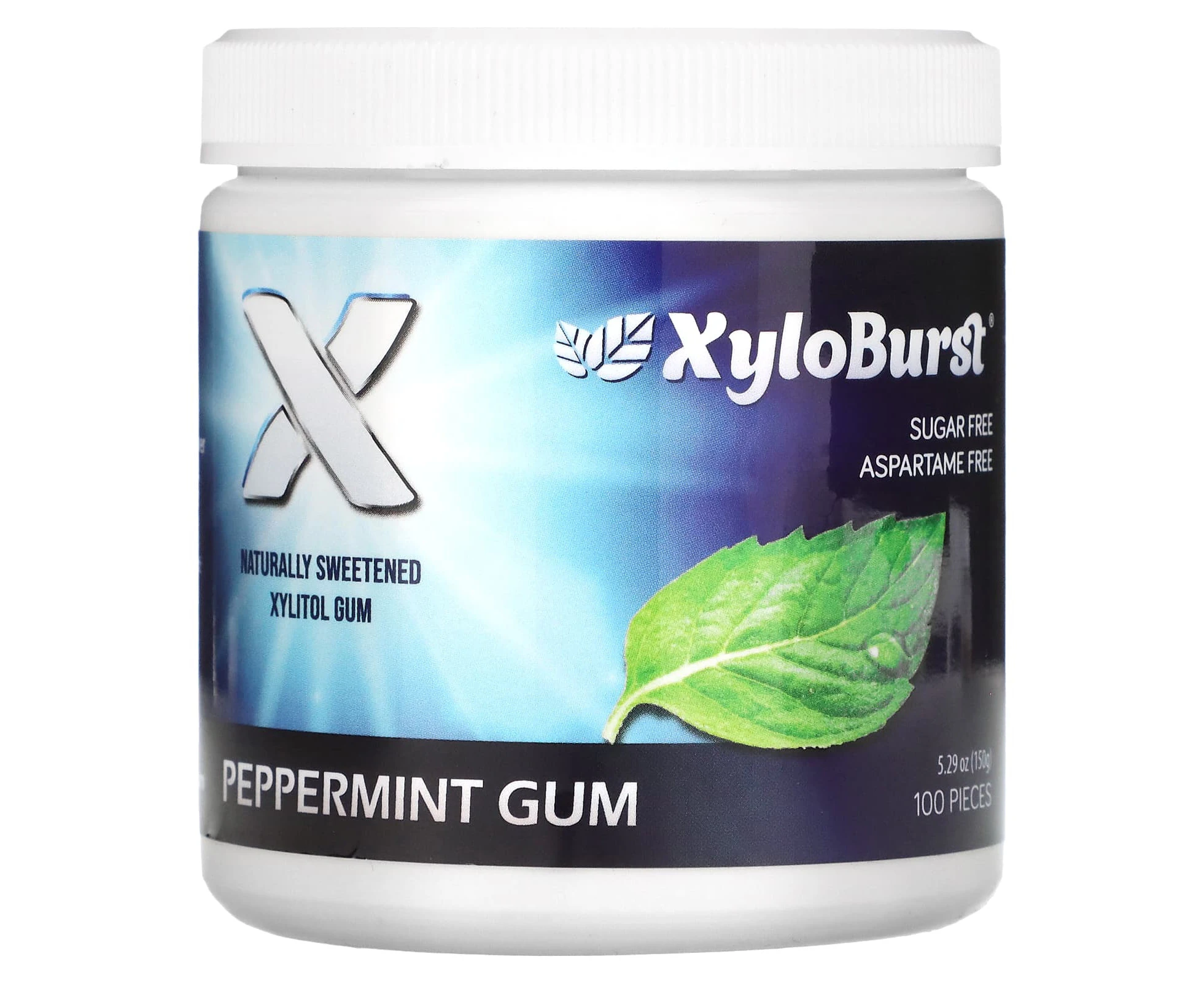 Xyloburst, Xylitol Gum, Peppermint, 100 Pieces, 5.29 oz (150 g)