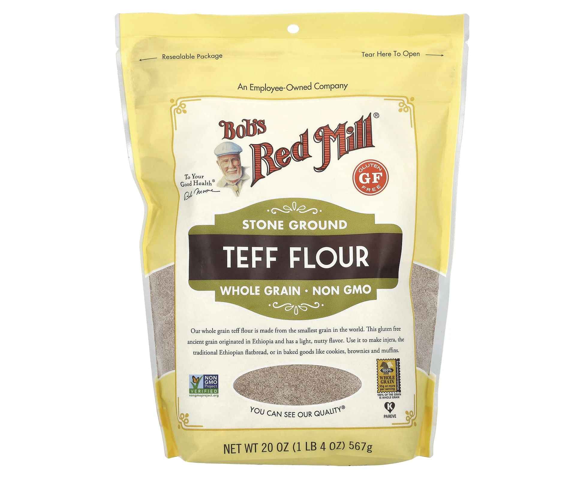 Bob's Red Mill, Teff Flour, Whole Grain, Gluten Free, 20 oz ( 567 g)