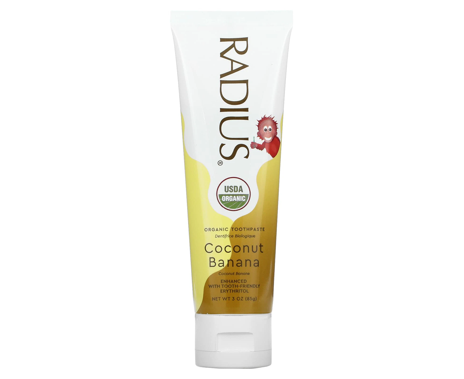 RADIUS, Organic Toothpaste with Erythritol, 6 Months and Up, Coconut Banana, 3 oz (85 g)