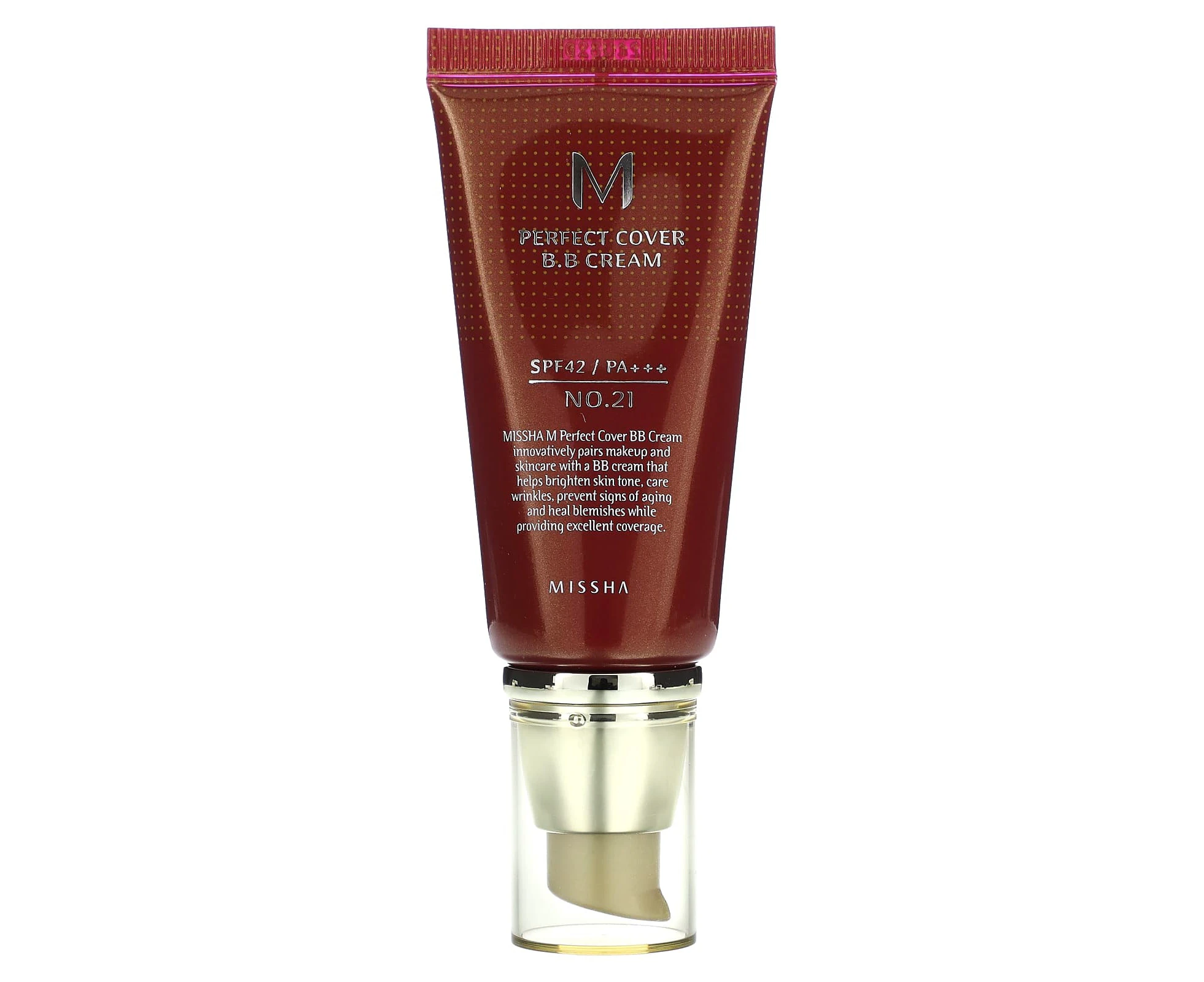 Missha, M Perfect Cover B.B Cream, SPF 42 PA+++, No. 21 Light Beige, 1.7 oz (50 ml)