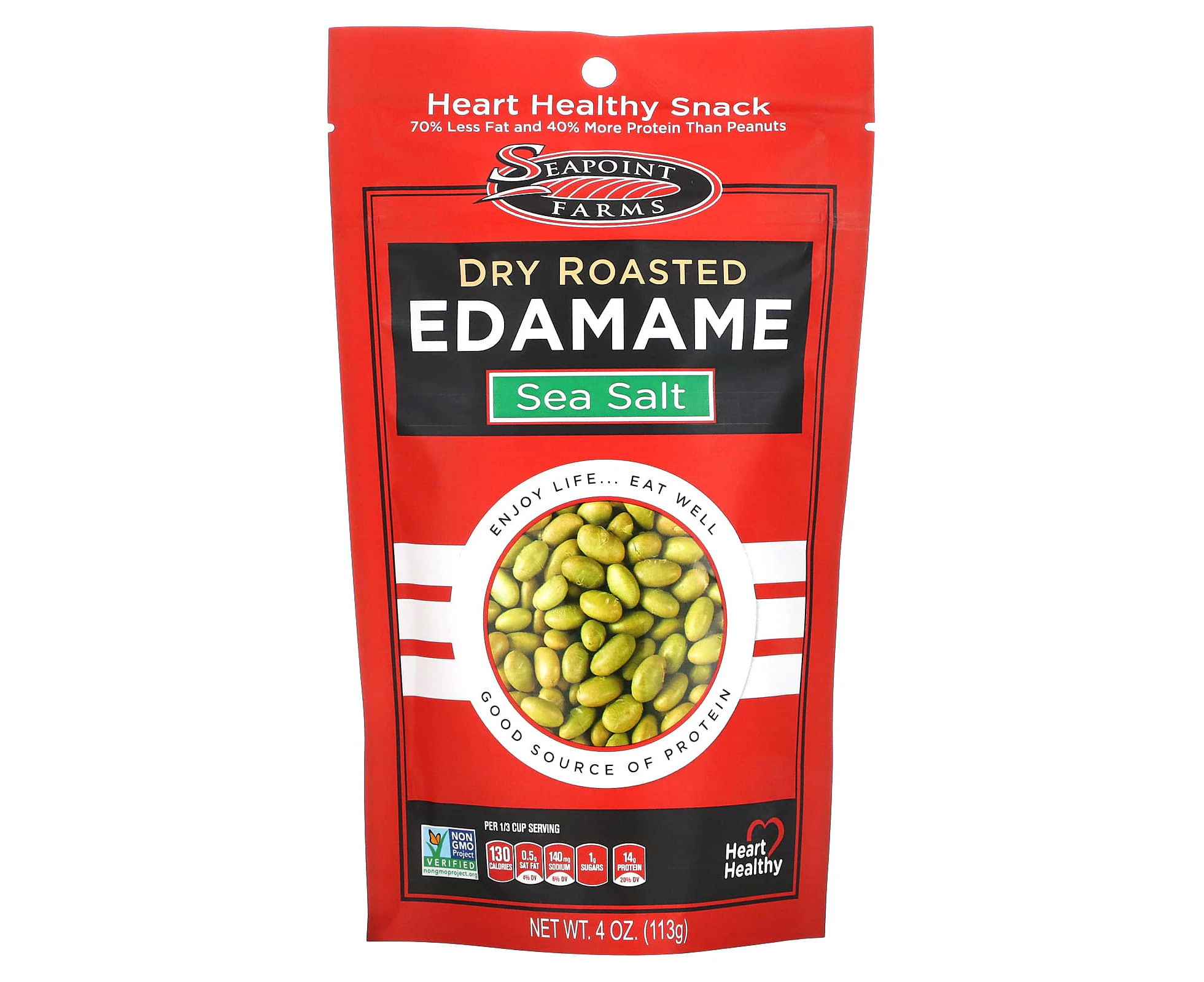 Seapoint Farms, Dry Roasted Edamame, Sea Salt, 4 oz (113 g)