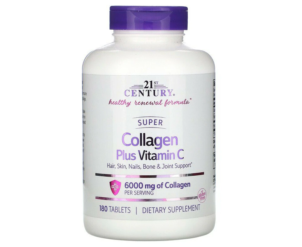 21st CENTURY Super Collagen plus Vitamin C, 6,000 mg, 180 Tablets