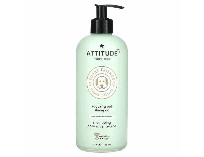 ATTITUDE, Furry Friends, Natural Pet Care, Soothing Oat Shampoo, Unscented, 16 fl oz (473 ml)