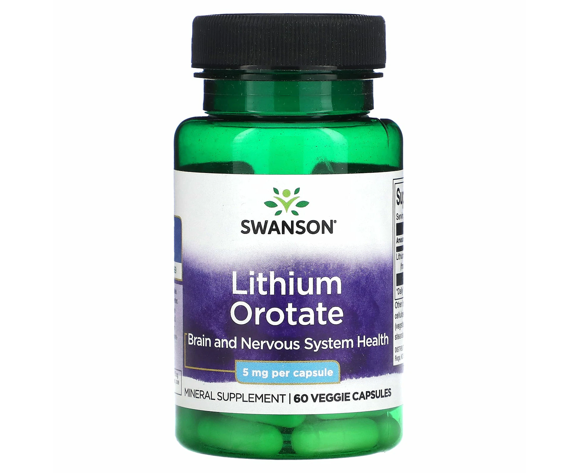 Swanson, Lithium Orotate, 5 mg, 60 Veggie Capsules