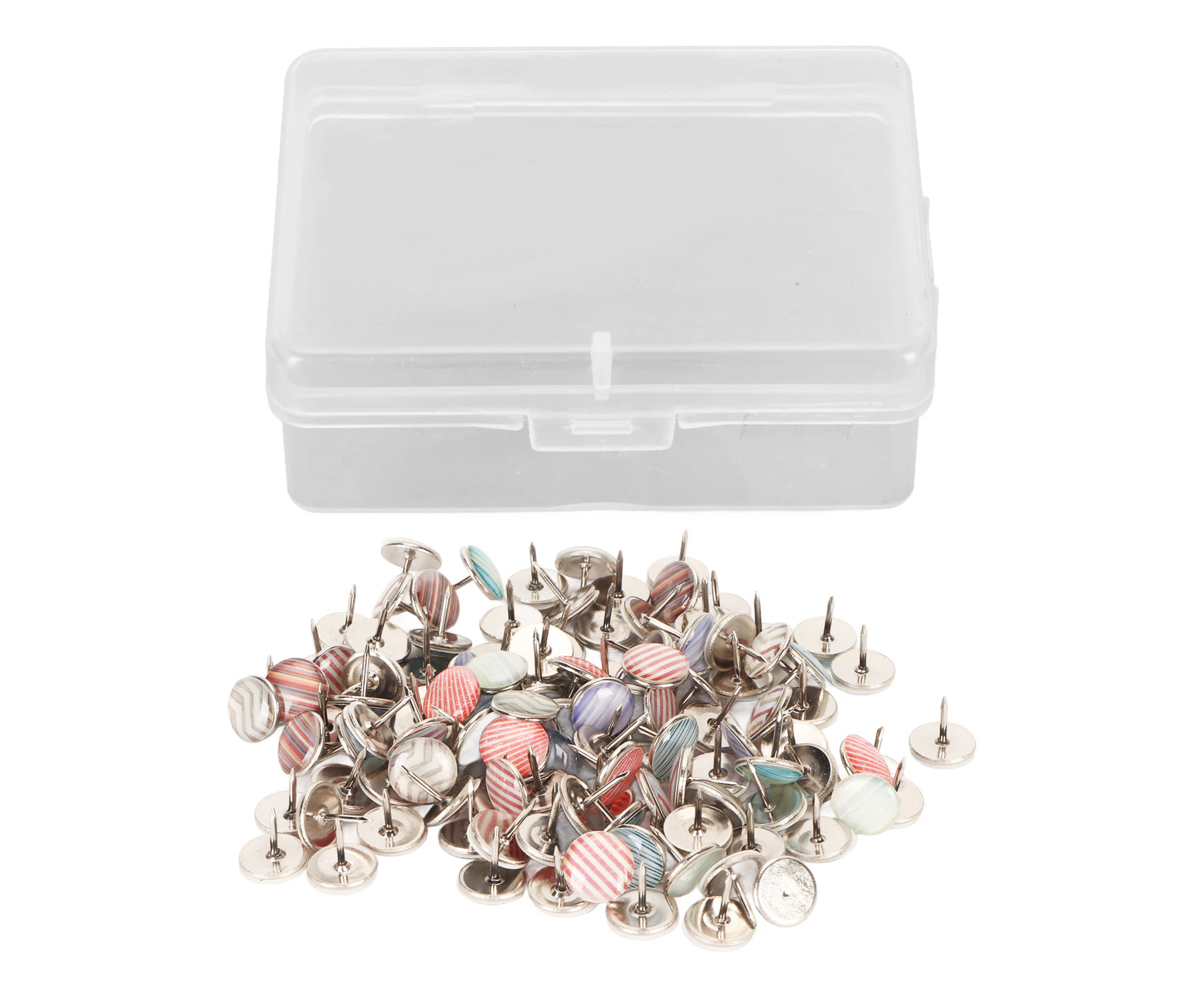 UFPFA 120Pcs Colorful Thumbtacks Rich Colors Plated Metal Box Packed Cork Board Pins for Office Classroom Family