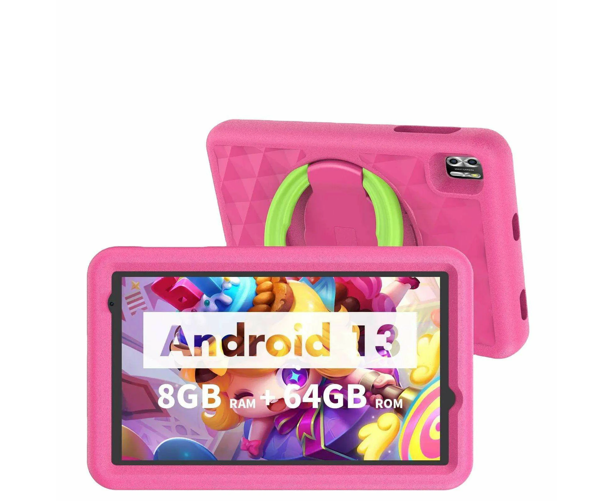 8 Inch Android 13 Kids Tablet 4GB RAM 64GB ROM Parental Control Pre-Installed Apps Educational Learning Tablet Case