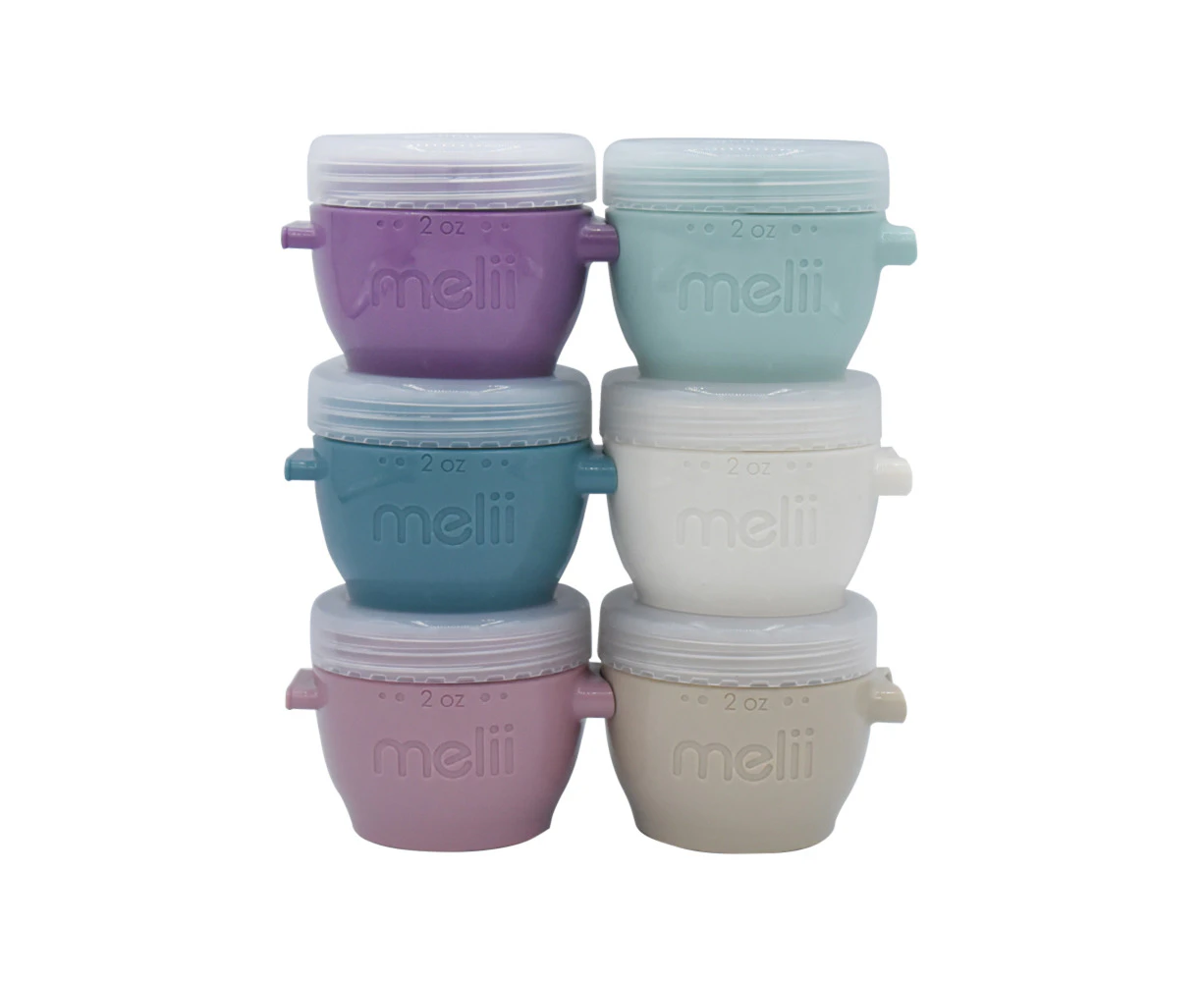 6pc Melii Luxe Snap & Go Pods Snack Food Container w/ Snap-on Lids 20z/60ml