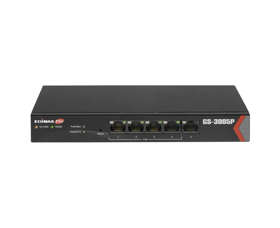 Edimax GS-3005P  Pro 5-Port Gigabit Web       Smart PoE+ Switch (72W) 802.3at [GS-3005P]