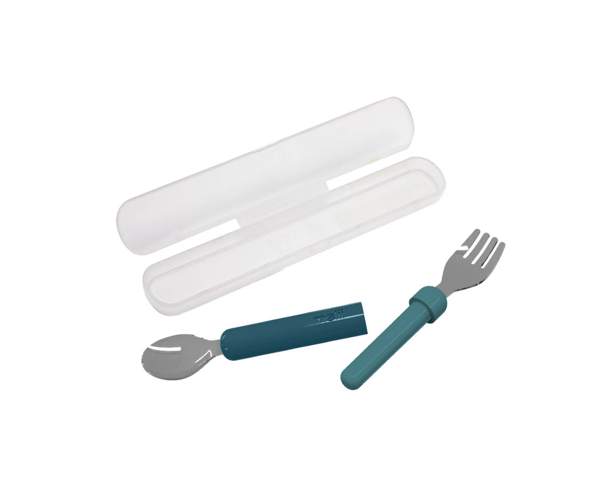 Melii Luxe Detachable Spoon/Fork Set w/ Case Kitchen Cutlery Utensil Blue