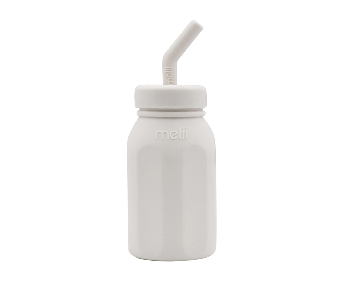 Melii Luxe Silicone Water Bottle w/ Drinking Straw Drink Container Ivory