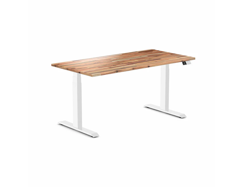 Desky Dual Softwood Sit Stand Desk Acacia /White