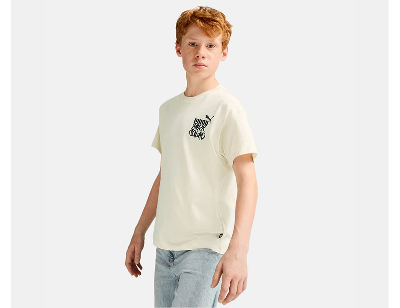 Puma Youth Boys' Essentials+ Mid 90s Graphic Tee / T-Shirt / Tshirt - Alpine Snow