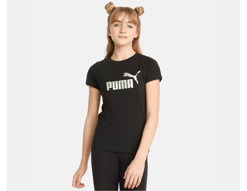 Puma Youth Girls' Essentials+ Logo Tee / T-Shirt / Tshirt - Puma Black